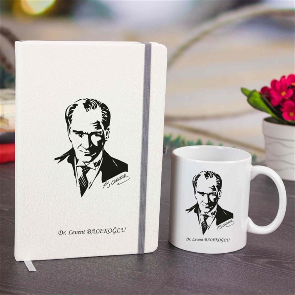 İsme Özel Defter ve Kupa Bardak Seti - K. Atatürk
