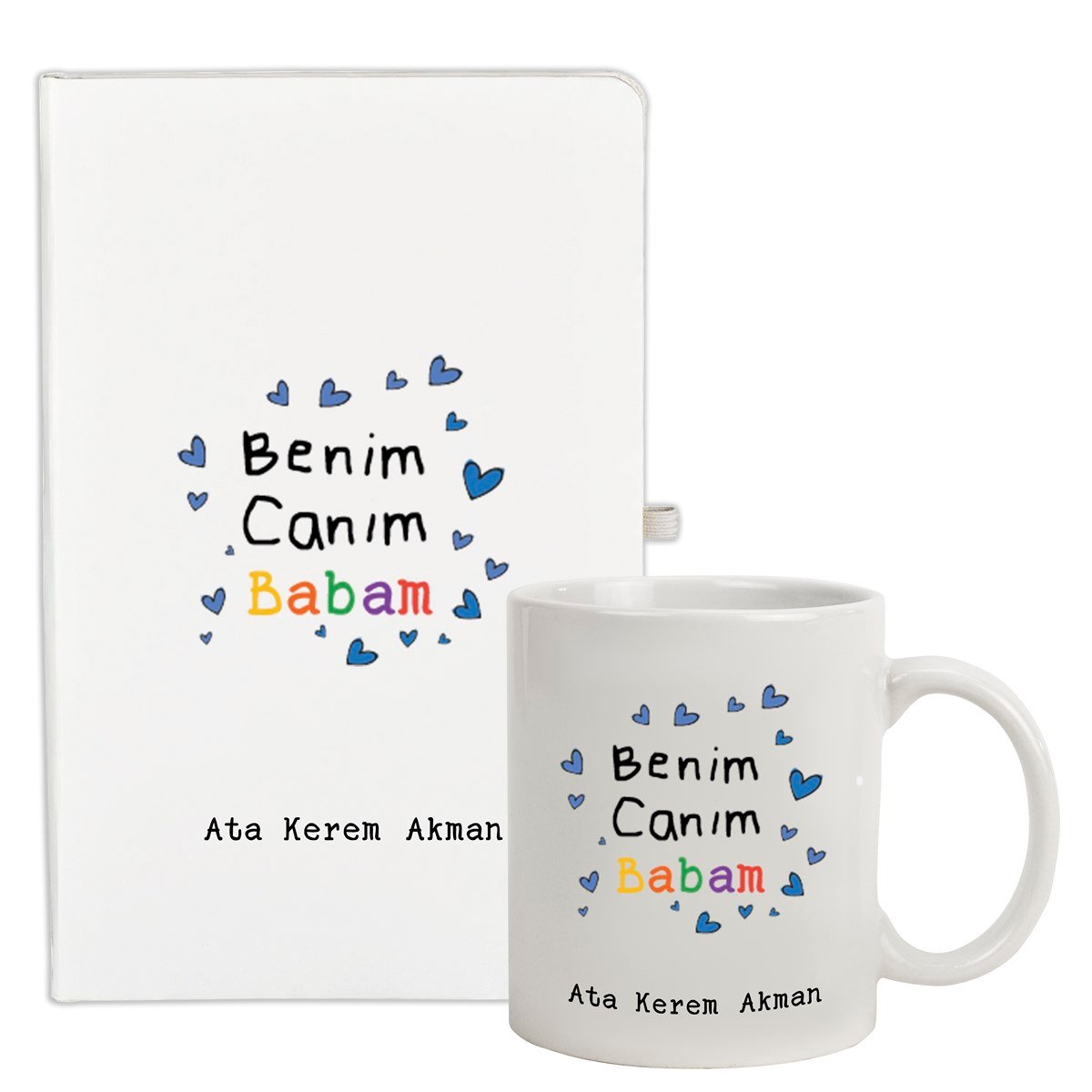 İsme Özel Defter ve Kupa Bardak Seti - Benim Canım Babam