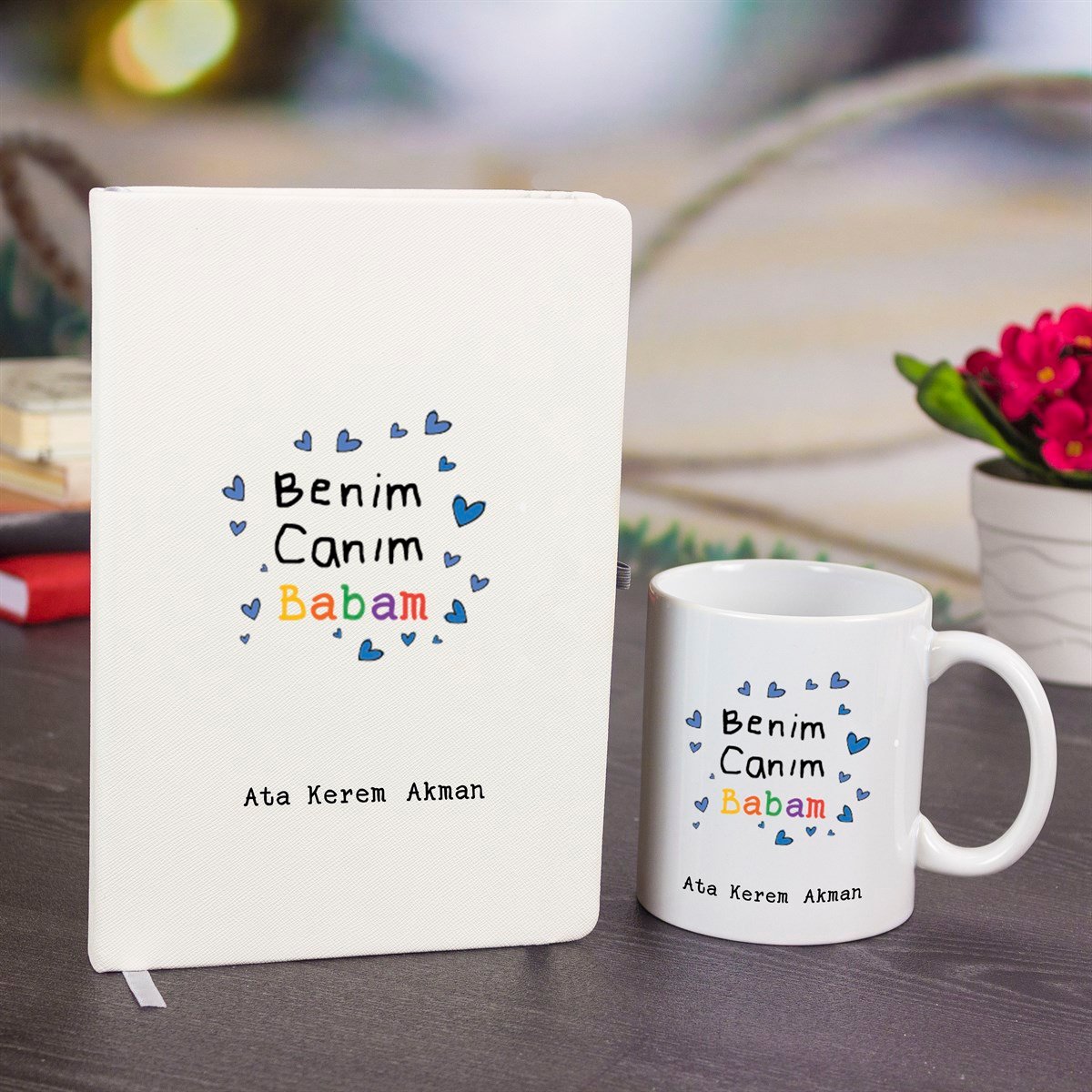İsme Özel Defter ve Kupa Bardak Seti - Benim Canım Babam