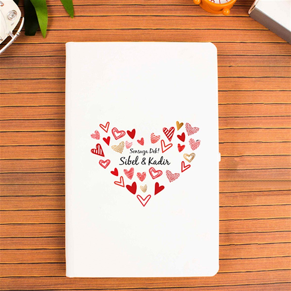 İsme Özel Defter ve Kupa Bardak Seti - Kalp Temalı
