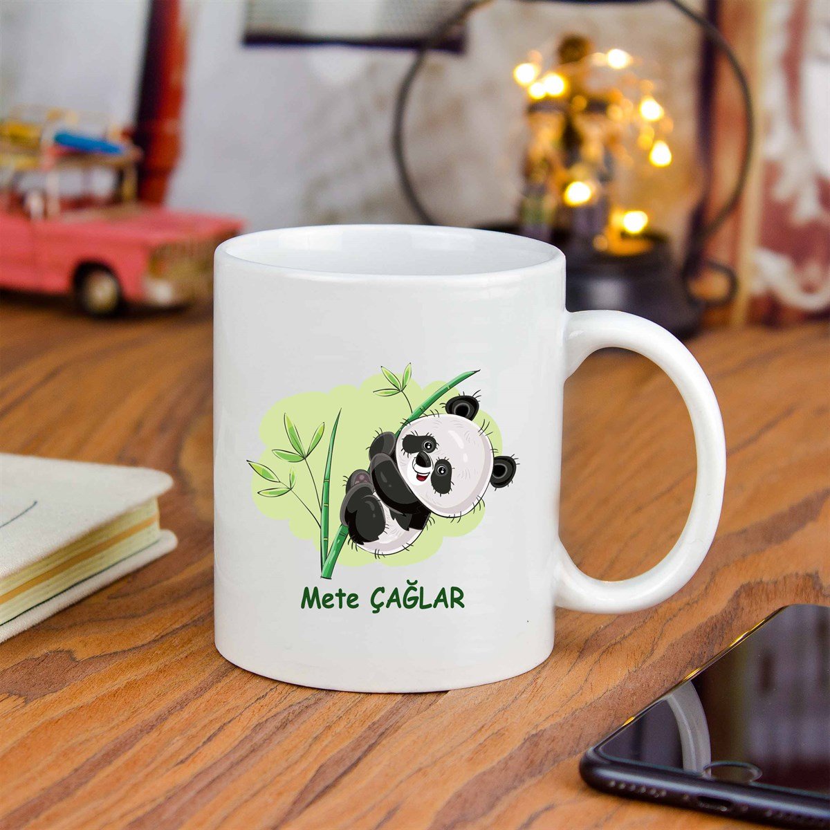 İsme Özel Defter ve Kupa Bardak Seti - Panda