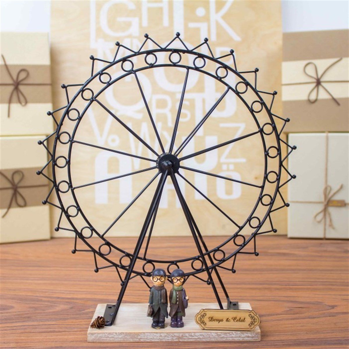 İsme Özel Dönme Dolap Temalı Biblo Büyük Boy