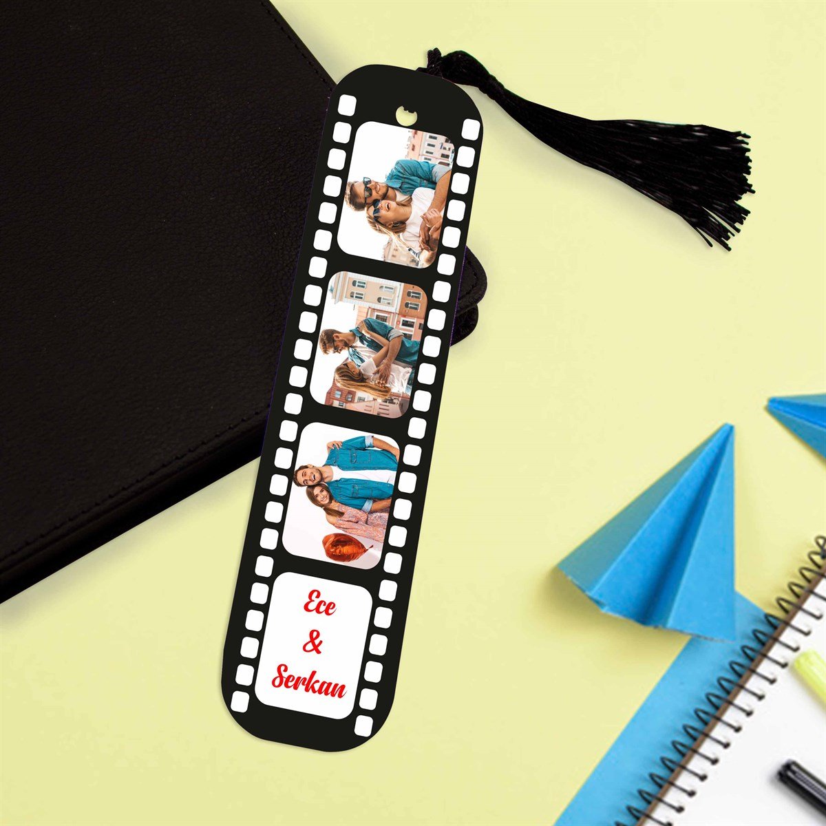 İsme Özel Fotoğraf Baskılı Film Şeridi Kitap Ayracı 