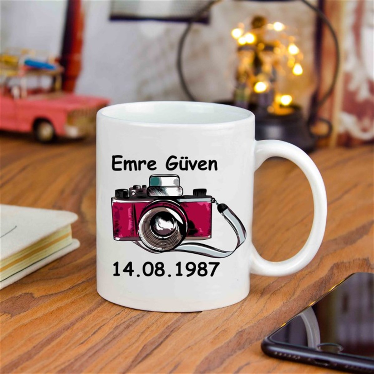 İsme Özel Fotoğraf Makinesi Temalı Kupa Bardak