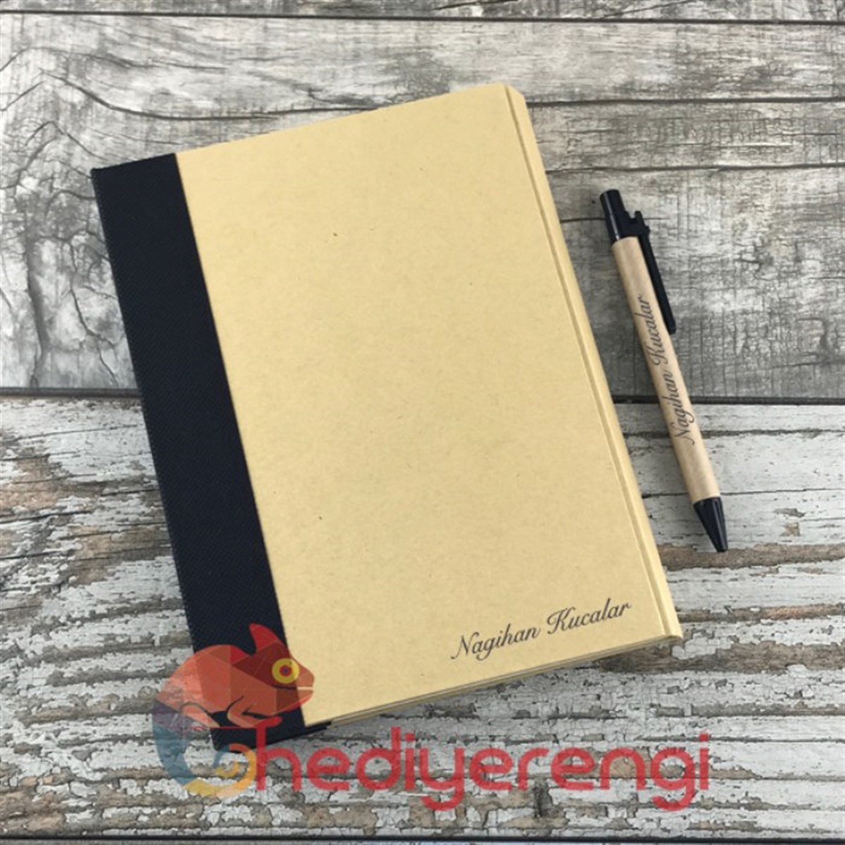 İsme Özel Geri Dönüşümlü Organizerli Defter Renkli Stickerlar ve Kalem Seti
