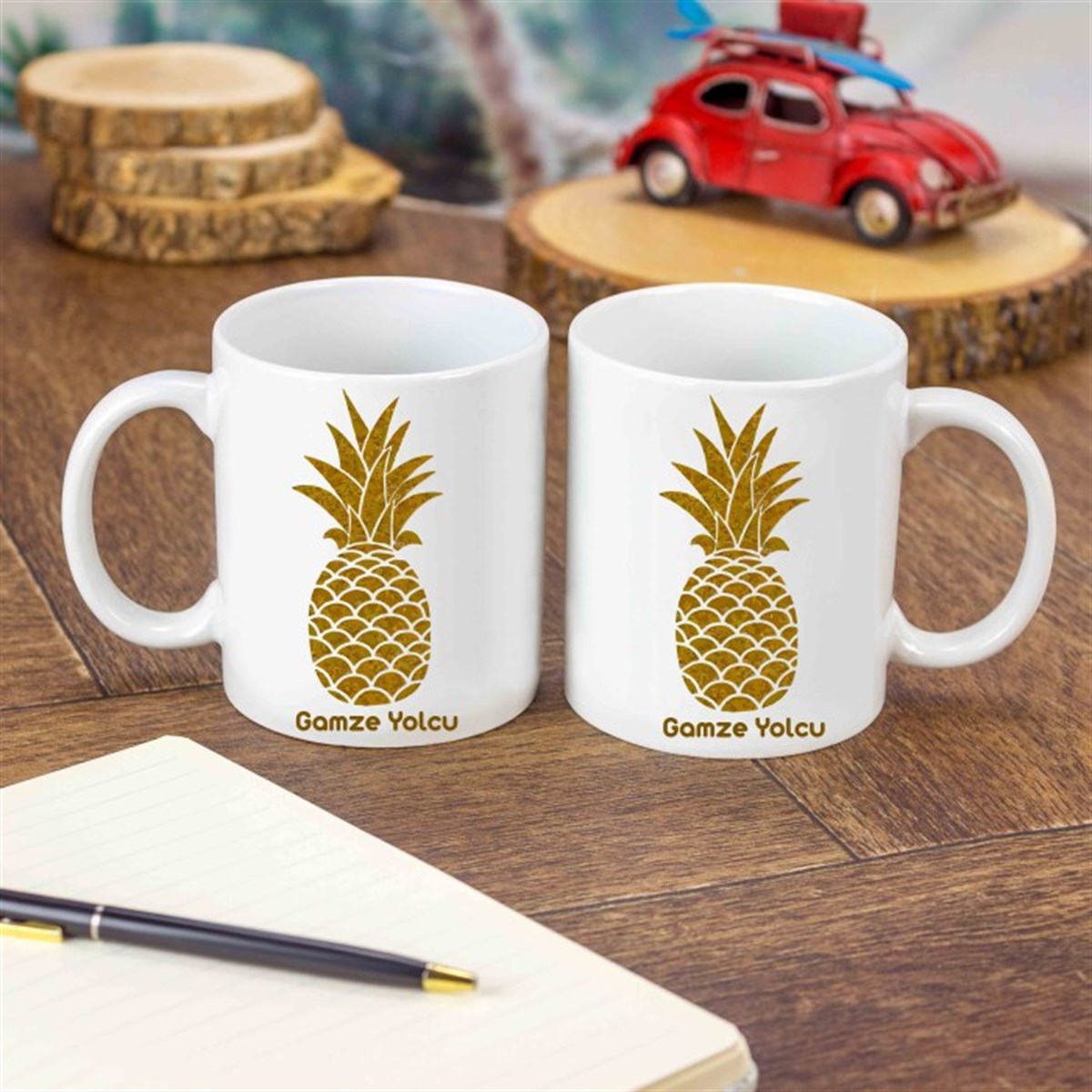 İsme Özel Gold Ananas Temalı Kupa Bardak