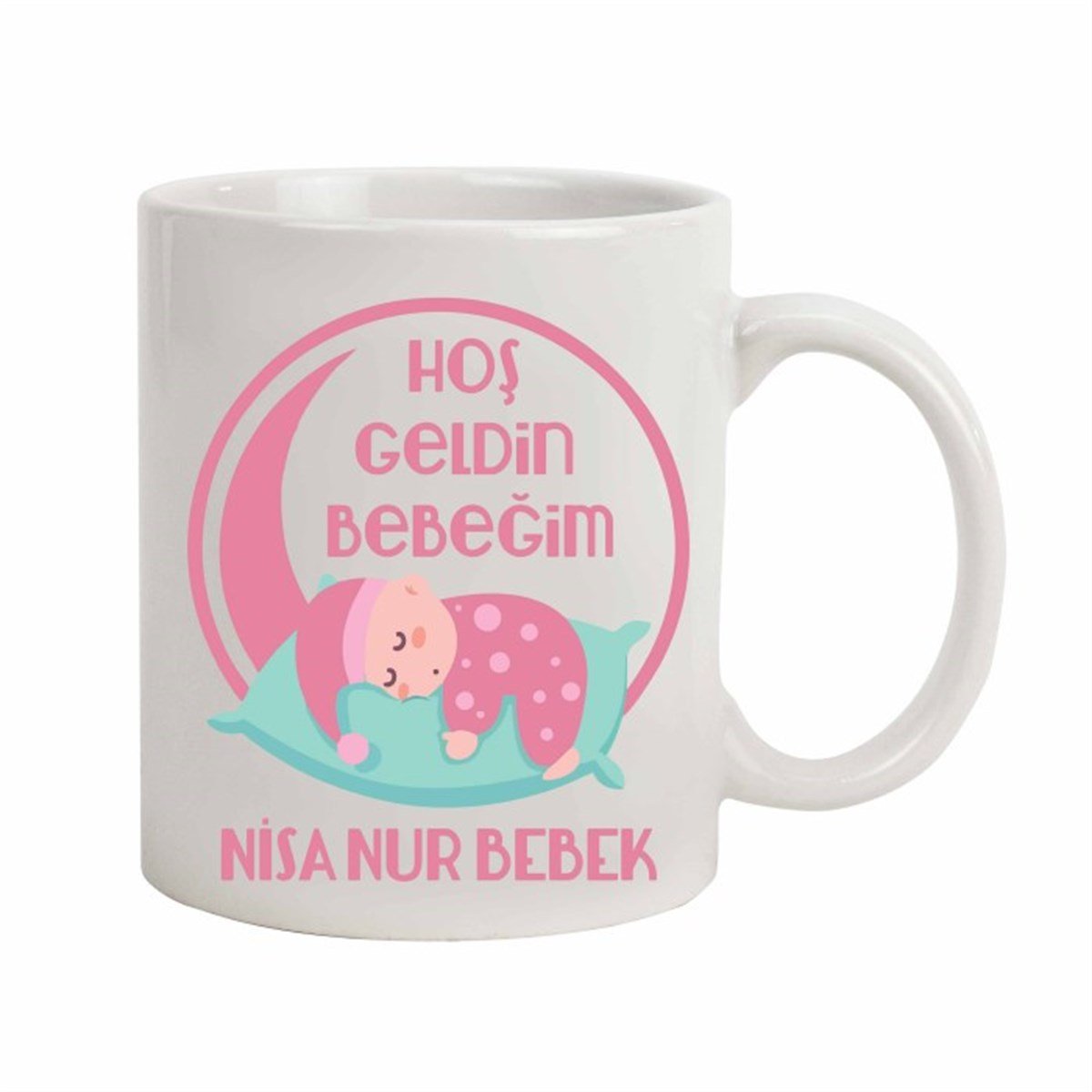İsme Özel Hoşgeldin Bebeğim Temalı Kupa Bardak - Pembe