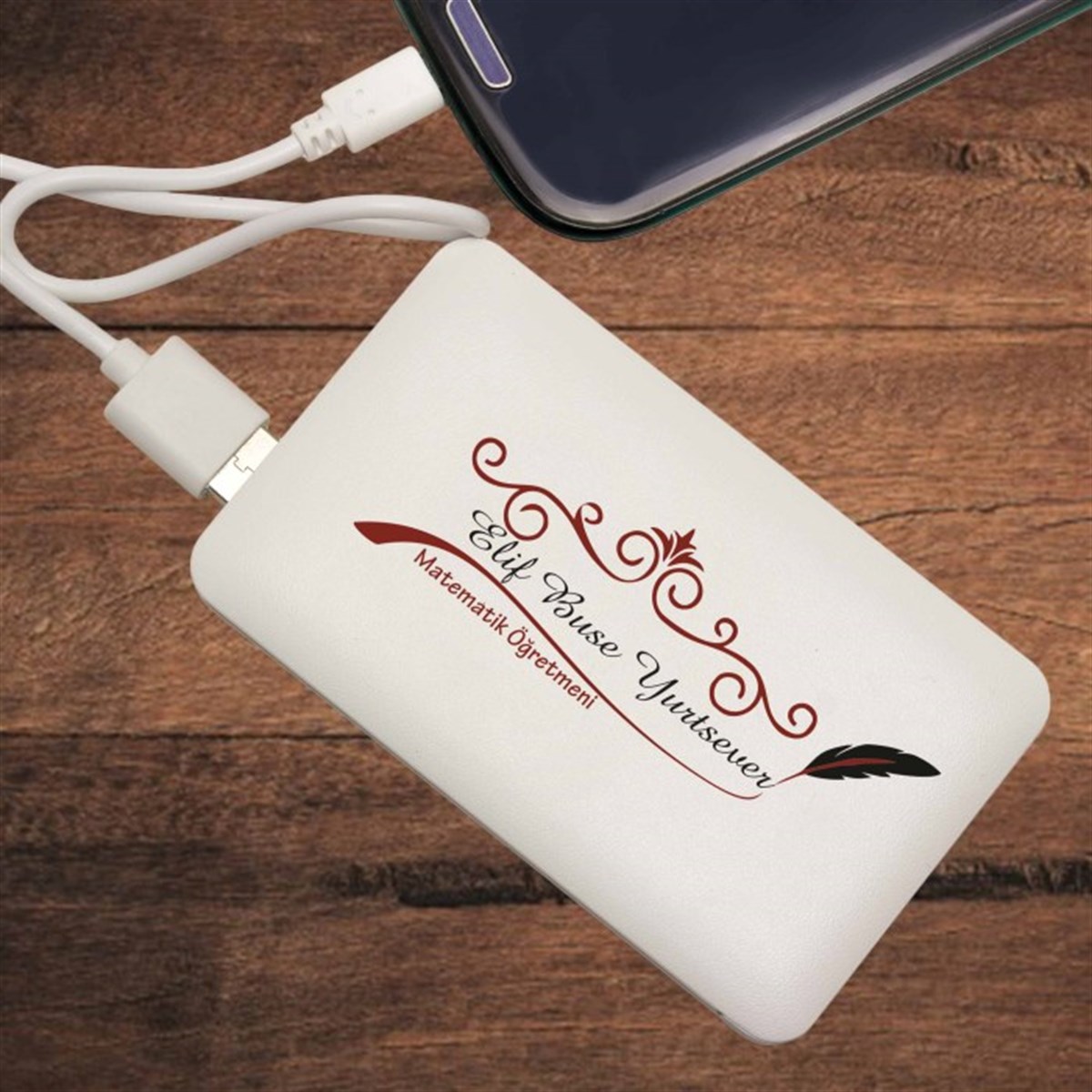 İsme Özel İnce Tasarımlı 5000 Mah. Powerbank - Öğretmen