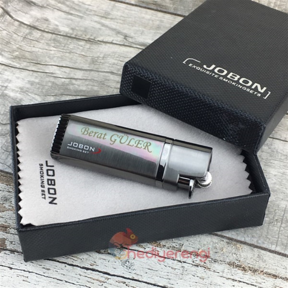 İsme Özel Jobon Exclusive Metal Puro Çakmağı Füme Renkli
