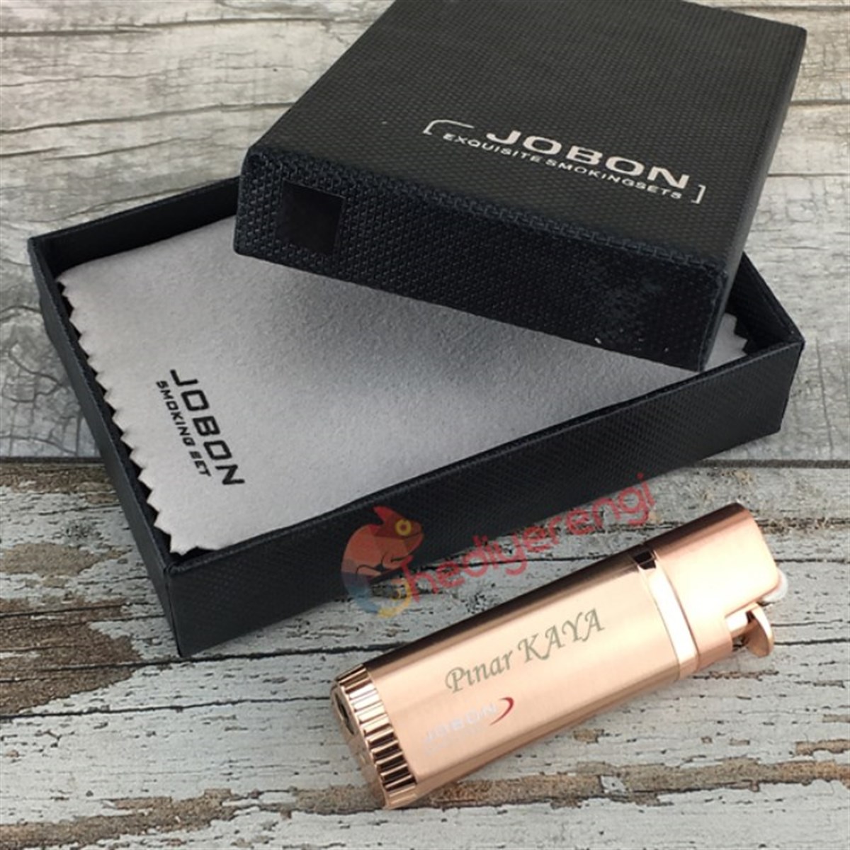 İsme Özel Jobon Exclusive Metal Puro Çakmağı Rose Renkli