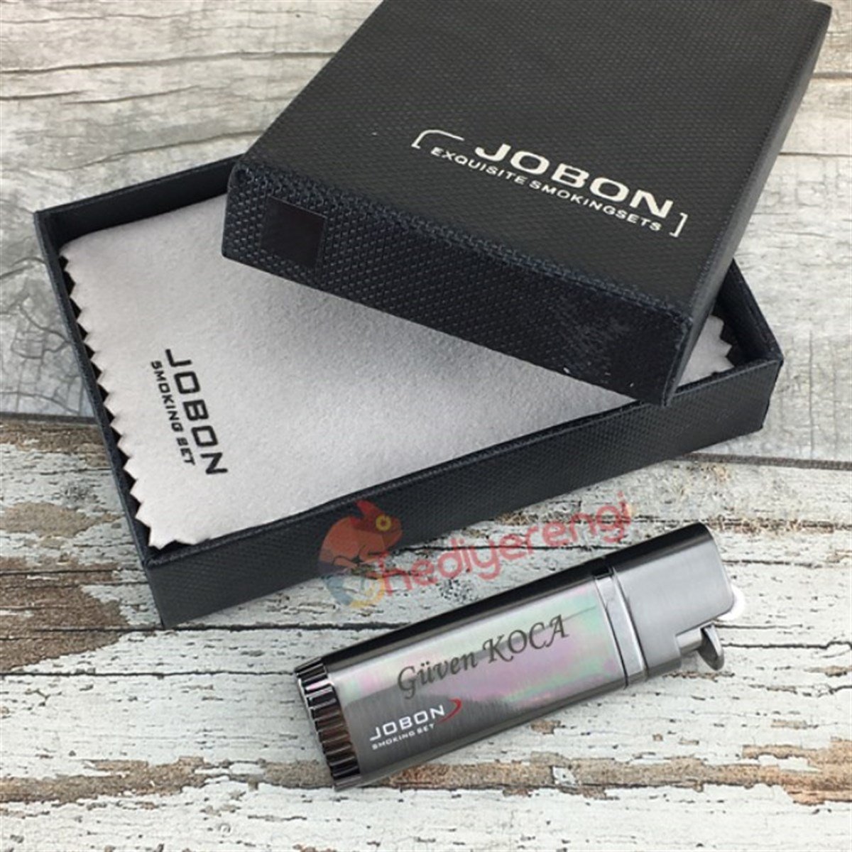 İsme Özel Jobon Exclusive Metal Puro Çakmağı Füme Renkli