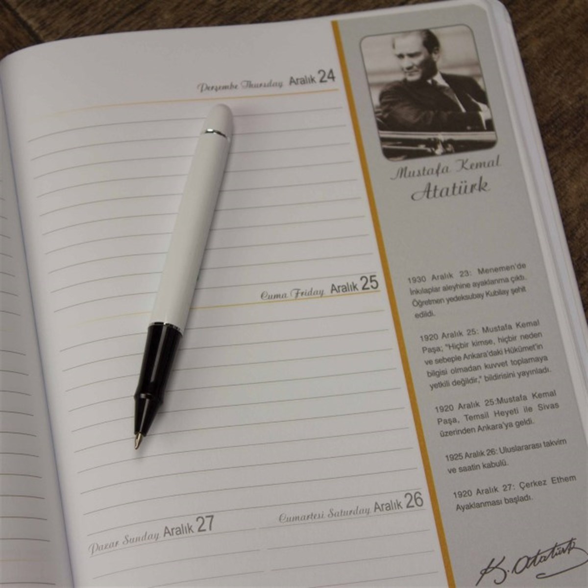 İsme Özel K. Atatürk Temalı Ajanda ve Roler Kalem Seti​