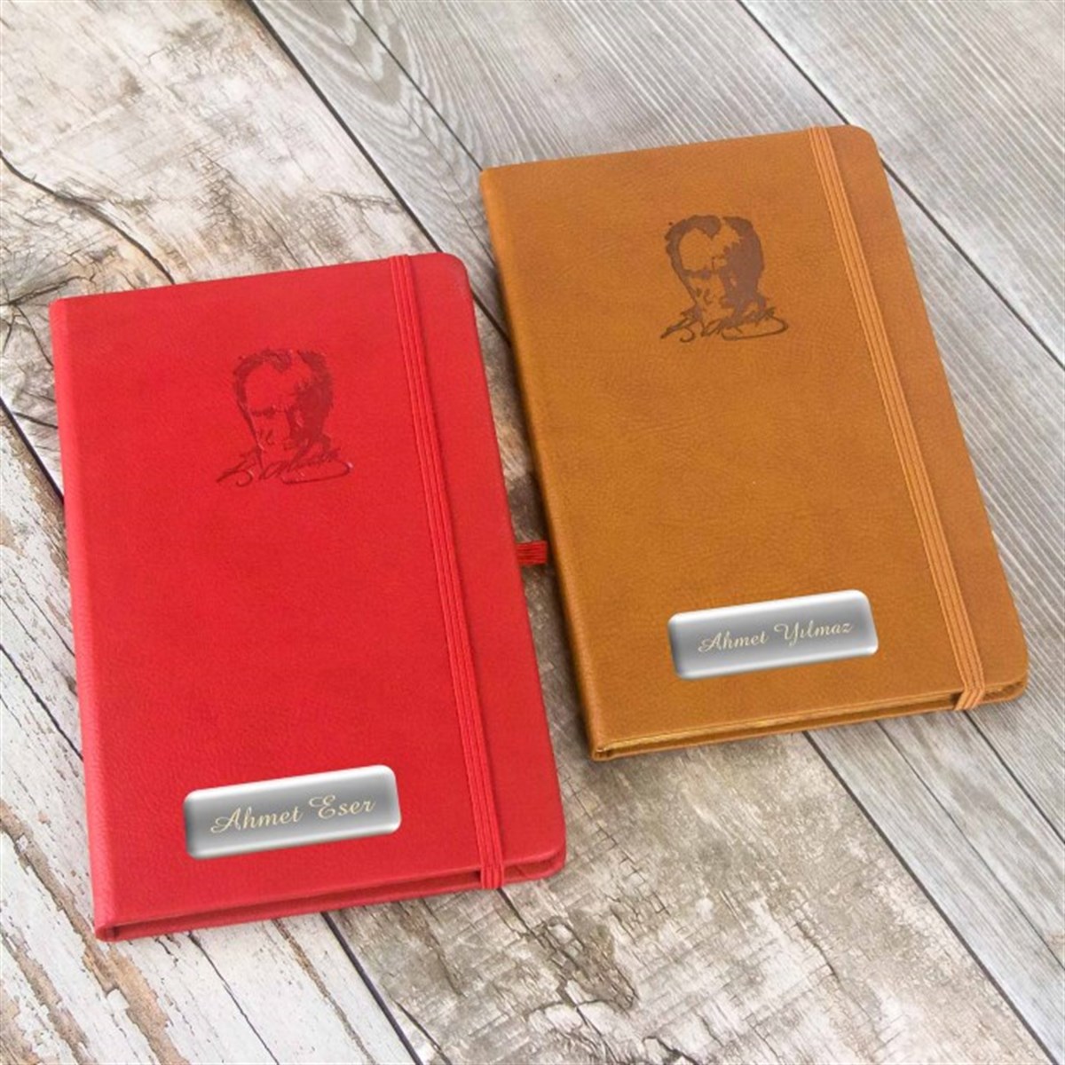 İsme Özel K. Atatürk Temalı Lastikli Defter ve Kalem Seti