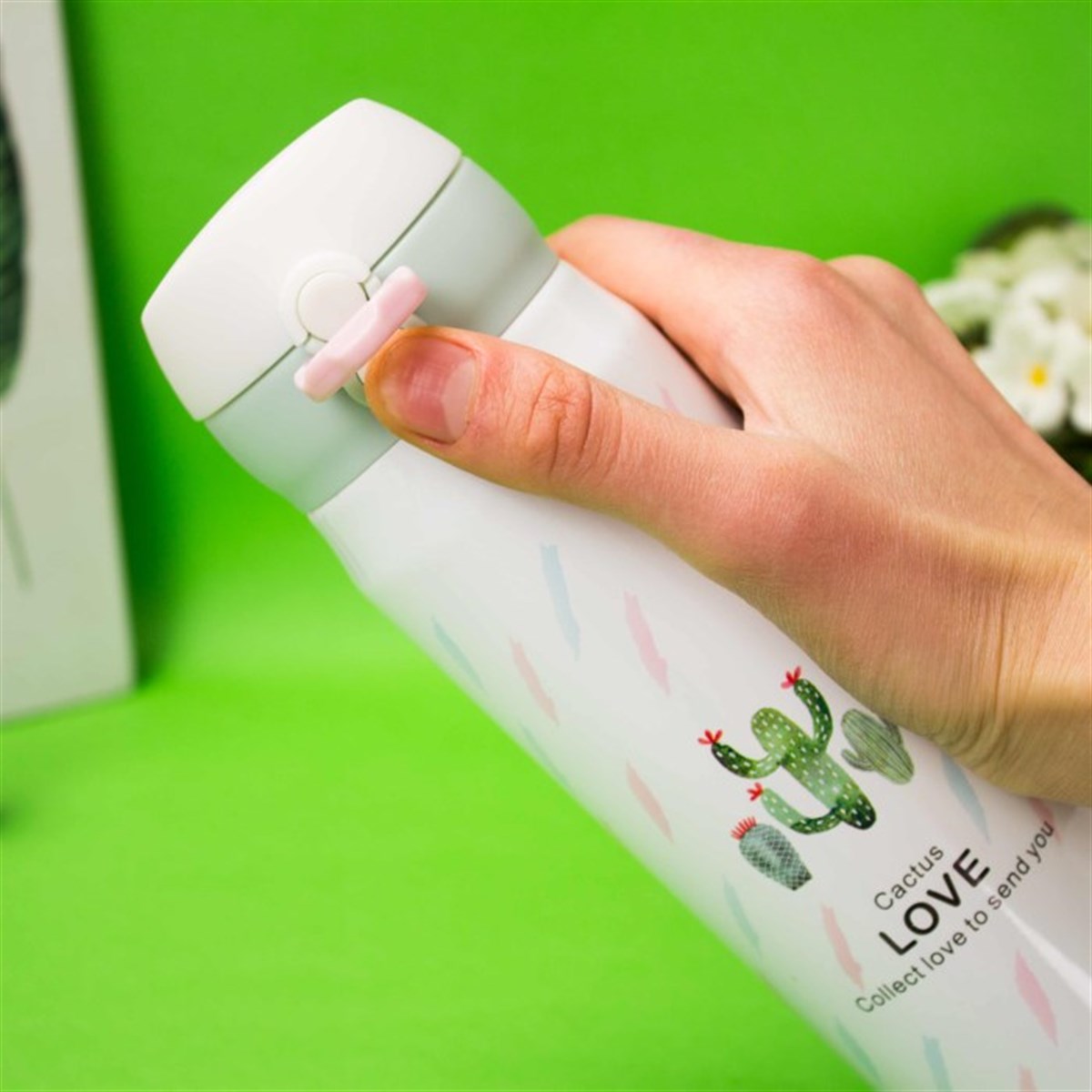 İsme Özel Kaktüs Temalı Vakumlu Çelik Termos 500 ML