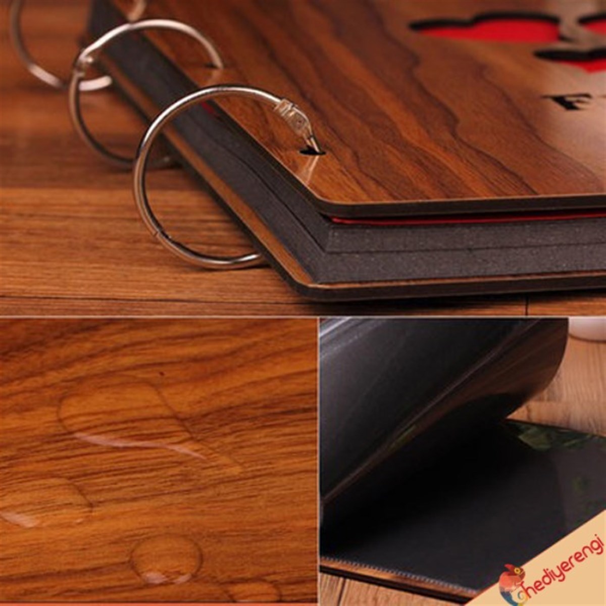 İsme Özel Kalp Desenli Ahşap Kendin Yap Albüm Defter Full Love