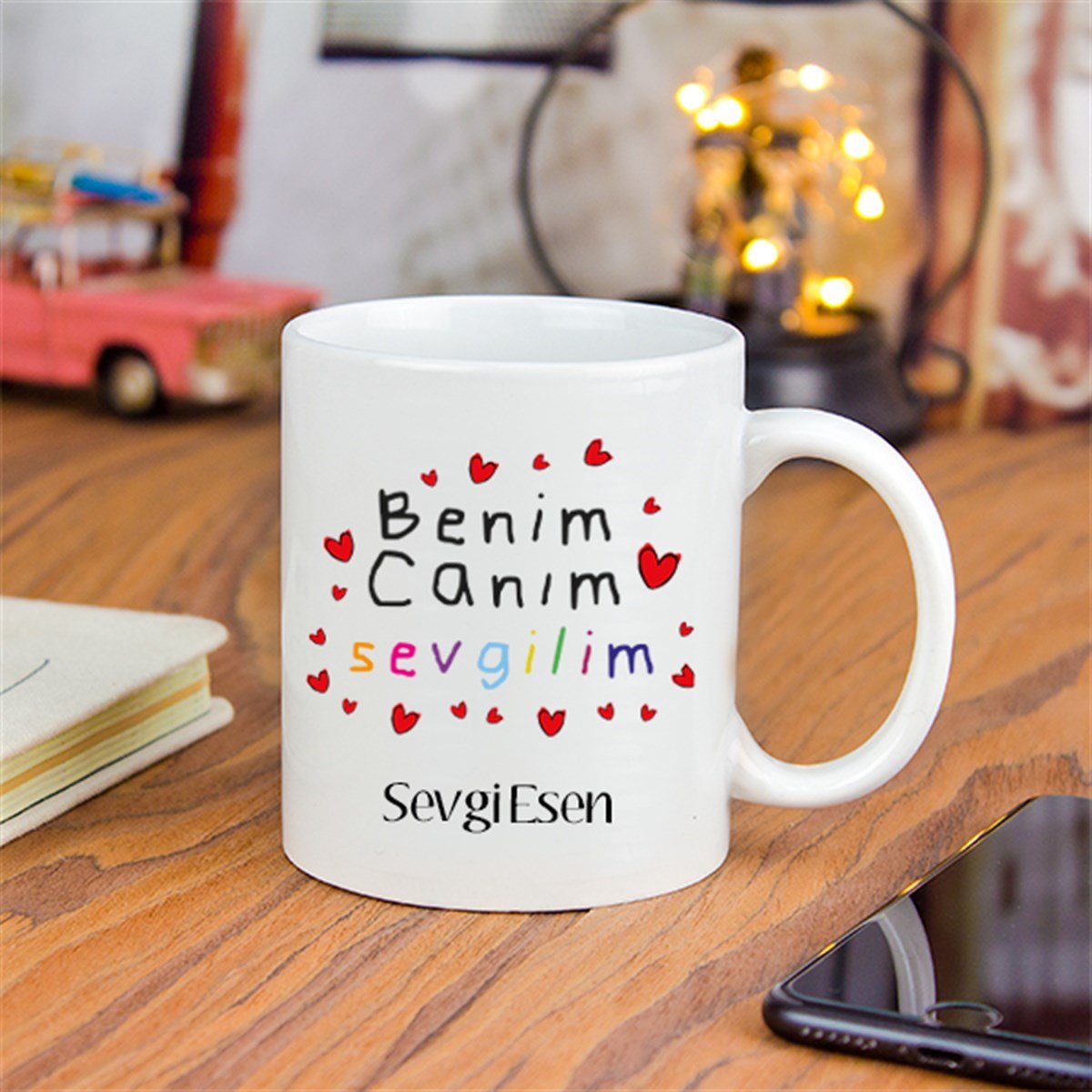 İsme Özel Kalpli Çizim Temalı Kupa Bardak - Benim Canım Sevgilim