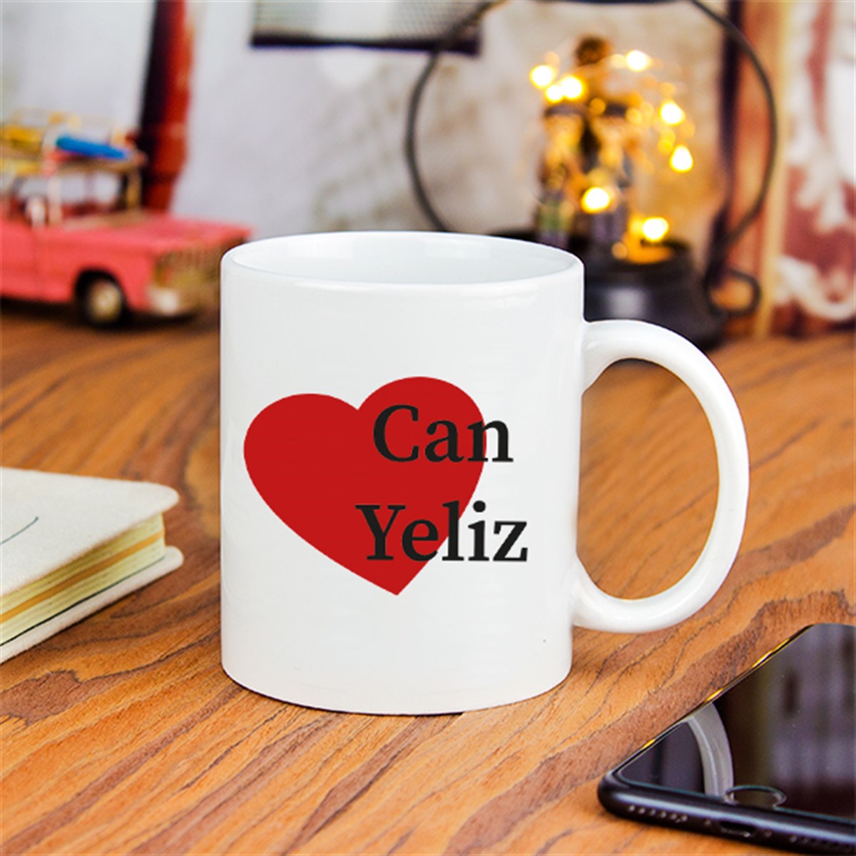 İsme Özel Kalpli Kupa Bardak