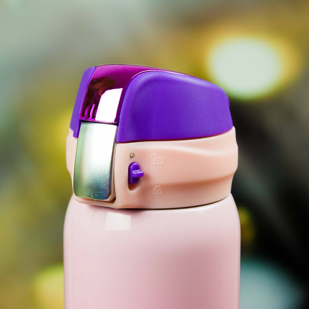 İsme Özel Kilitli  Kapaklı Lüx Çelik Termos 500 ML - Pembe M1