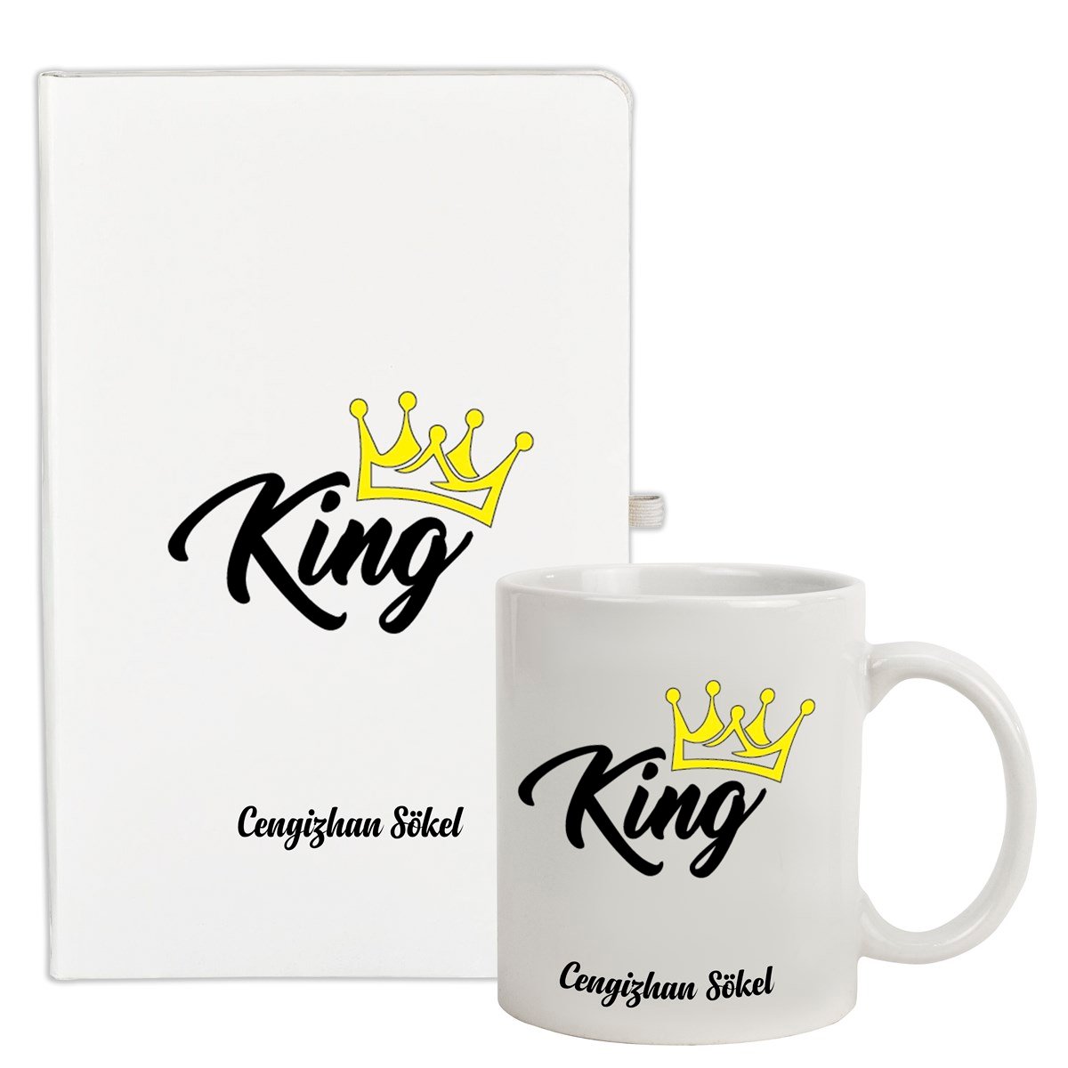 İsme Özel King Temalı Defter Kupa Bardak Seti