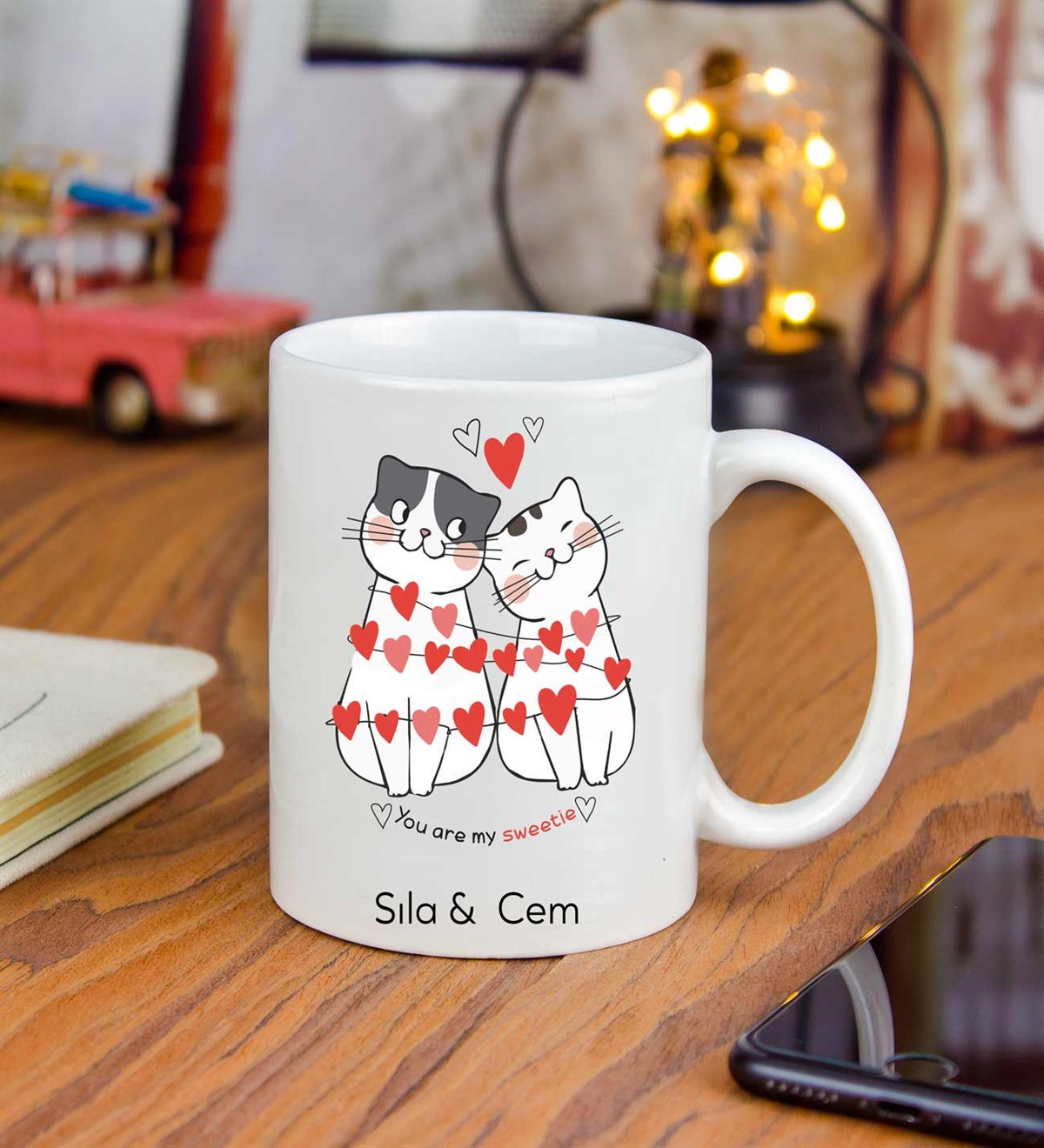 İsme Özel Kupa Bardak-Cats Love Temalı