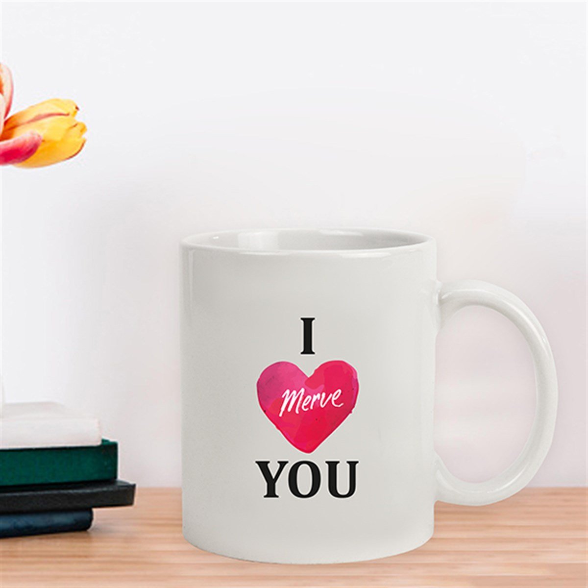 İsme Özel Kupa Bardak - I Love You Temalı
