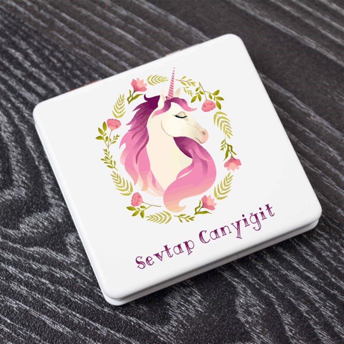 İsme Özel Kupa Bardak ve Ayna Seti - Unicorn