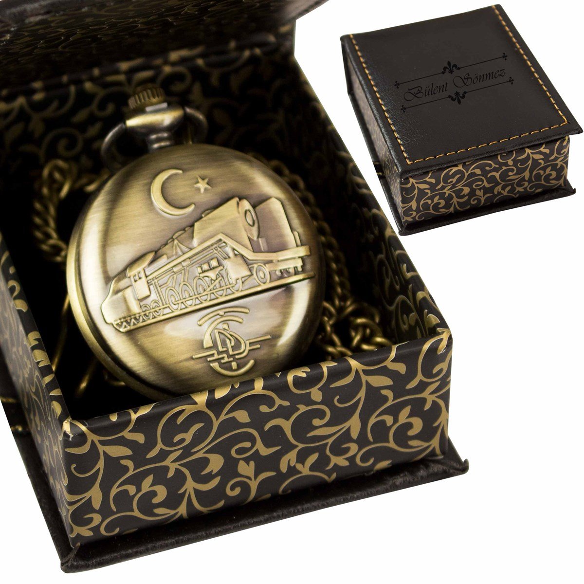 İsme Özel Kutulu Köstekli Saat- Lokomotif Temalı