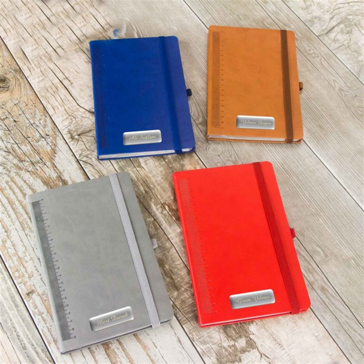 İsme Özel Lastikli Cetvelli Defter ve Kalem Seti