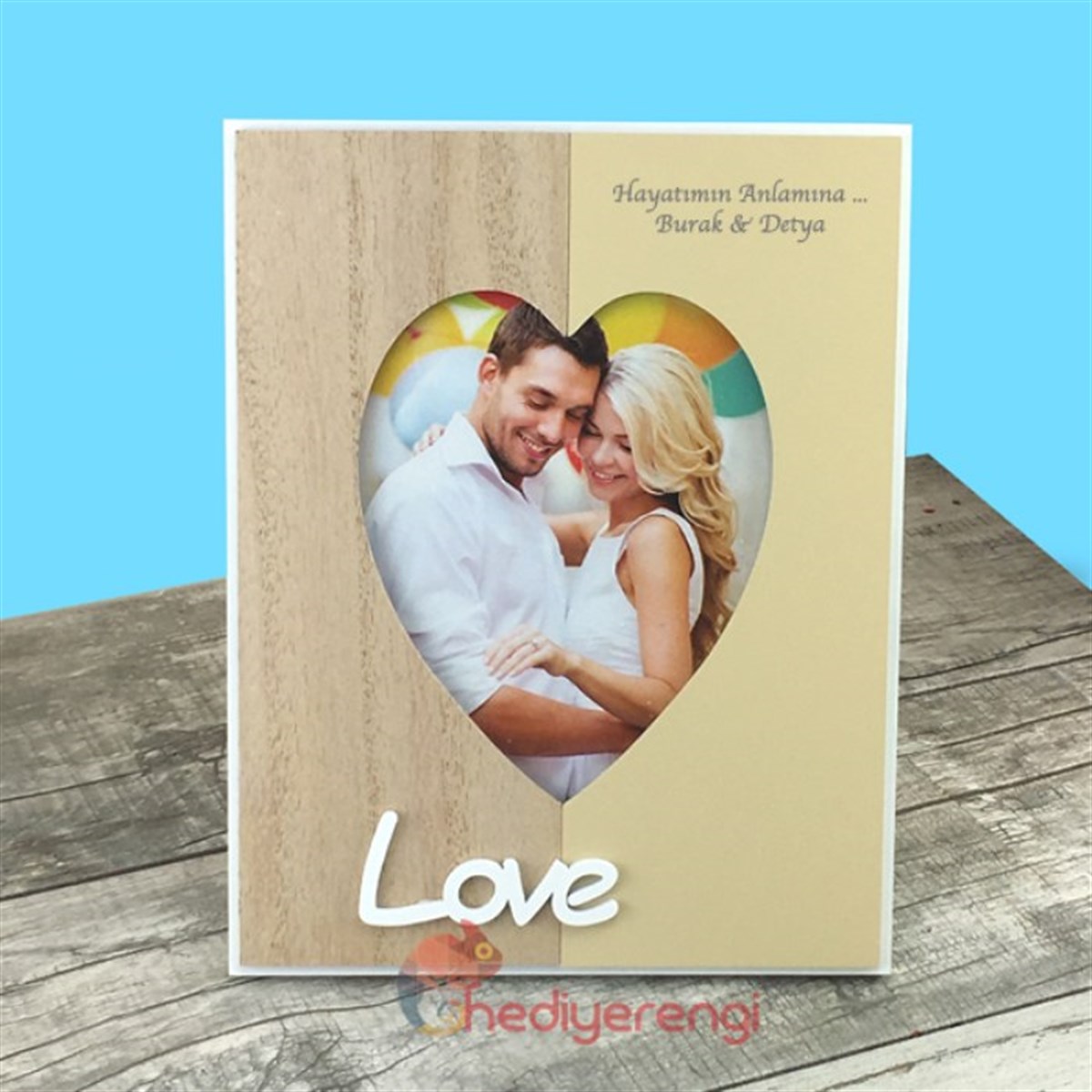 İsme Özel Love Temalı Ahşap Resim Çerçevesi​
