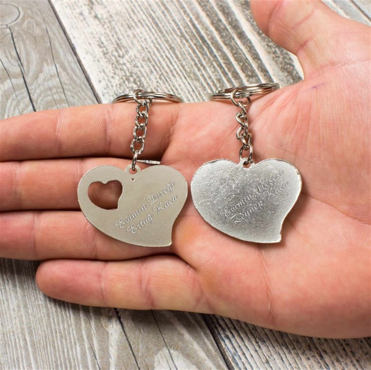 İsme Özel Love You Tasarımlı 2'li Metal Anahtarlık Seti​