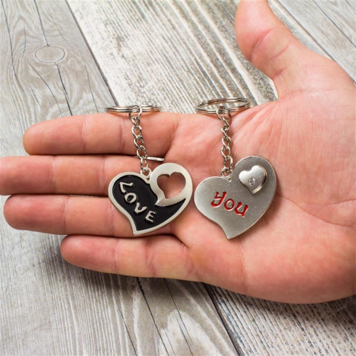 İsme Özel Love You Tasarımlı 2'li Metal Anahtarlık Seti​