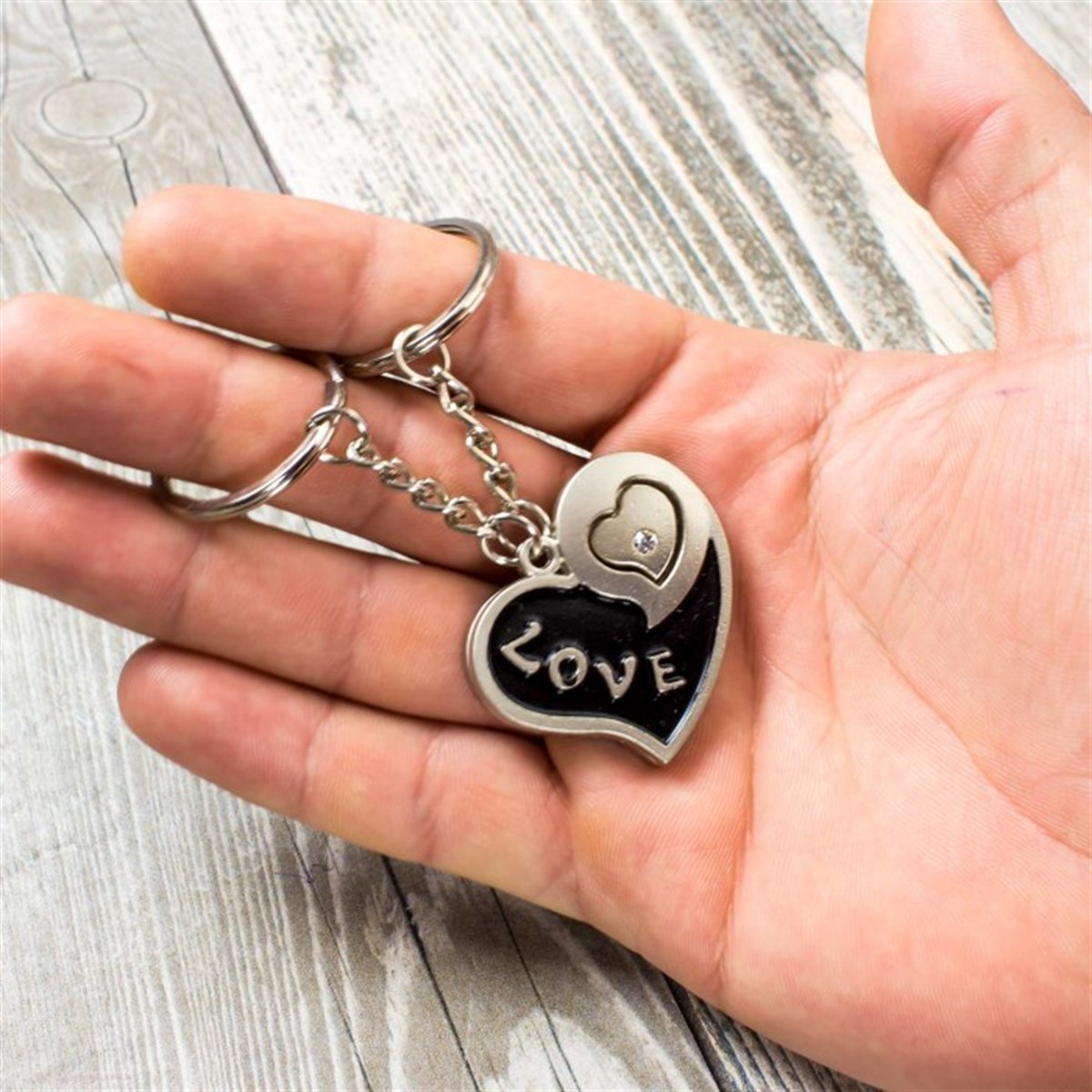 İsme Özel Love You Tasarımlı 2'li Metal Anahtarlık Seti​