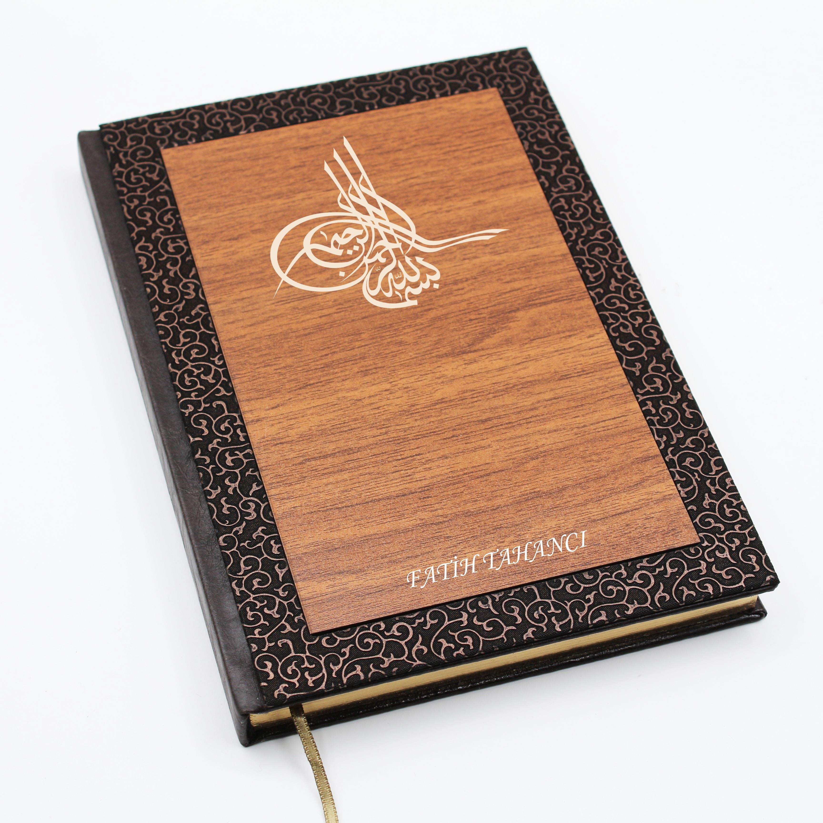 İsme Özel Lux Ahşap Defter ve Roller Kalem Seti Tasarım Kutulu - Osmanlı Arması