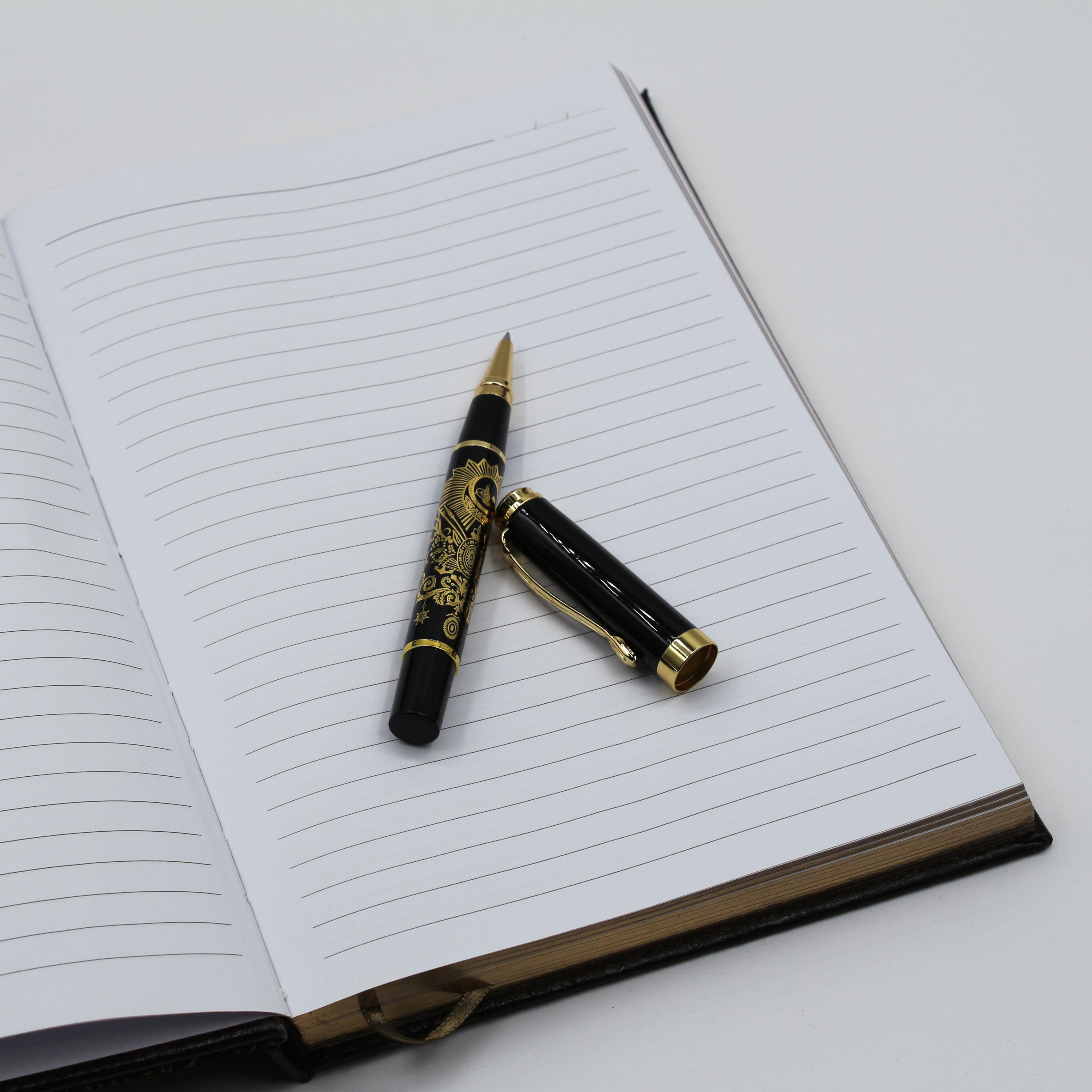 İsme Özel Lux Ahşap Defter ve Roller Kalem Seti Tasarım Kutulu - Osmanlı Arması
