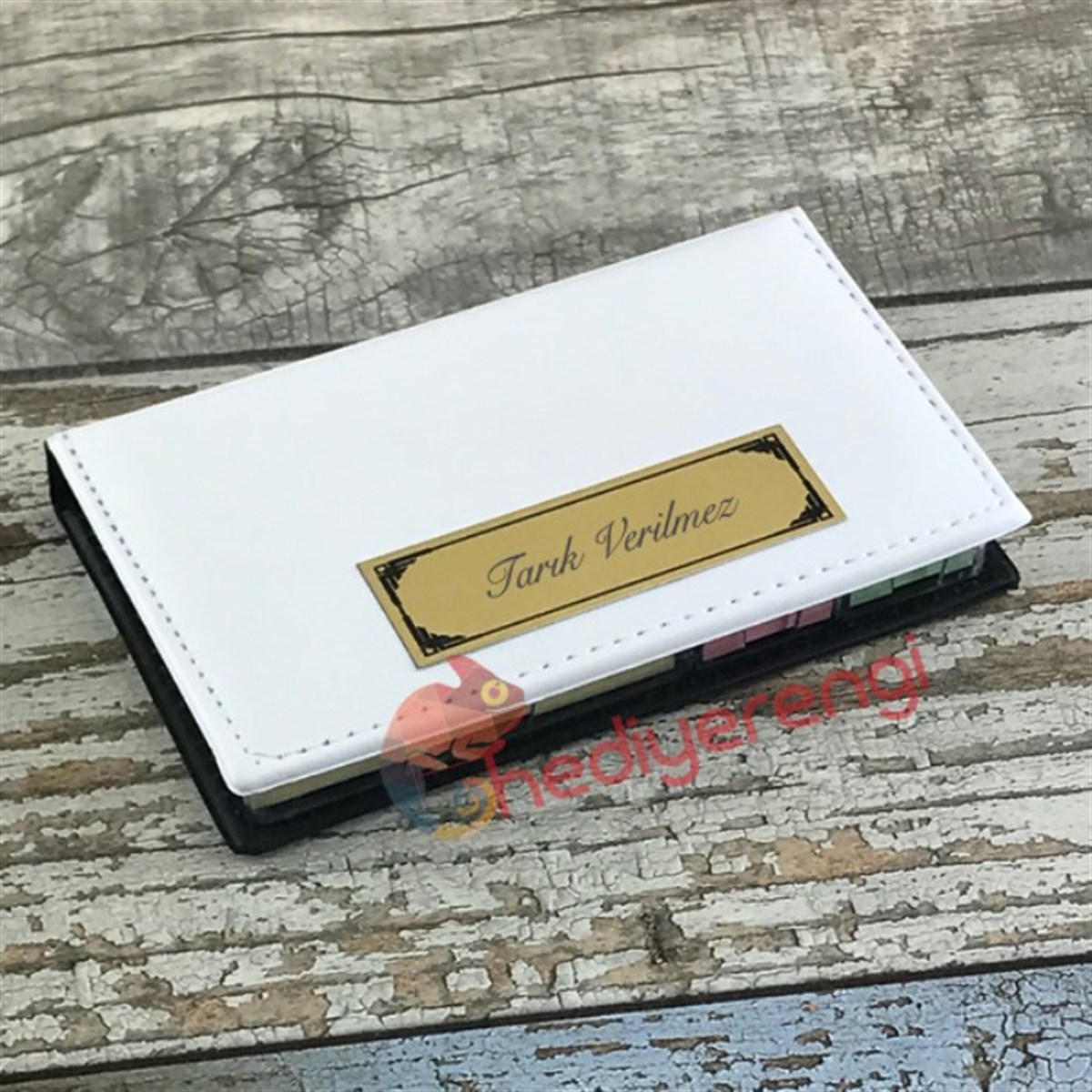 İsme Özel Masa Üstü Beyaz Notluk ve Renkli Stickerlar