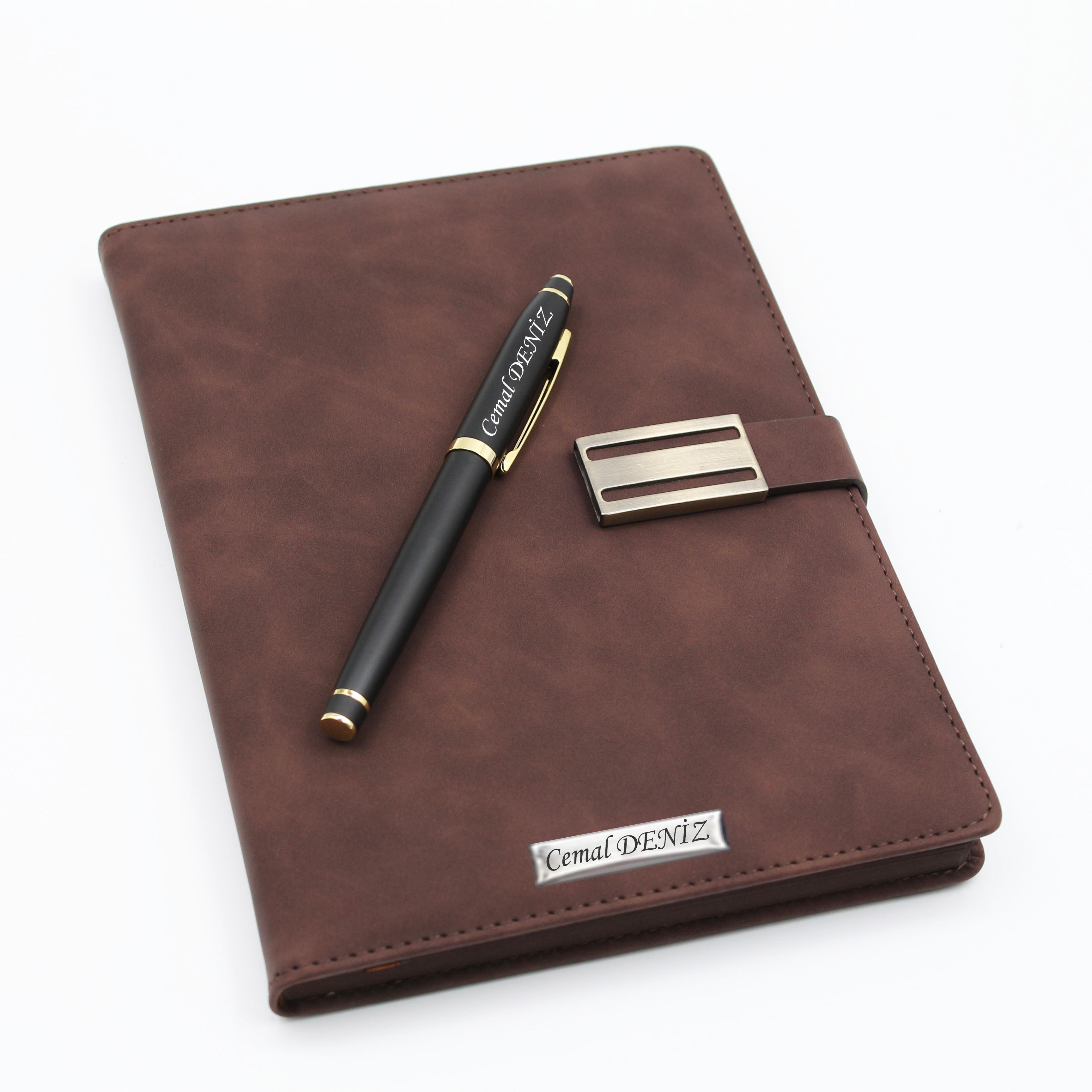 İsme Özel Metal Klipsli Premium Defter ve Roller Kalem Seti - Renk Seçenekli