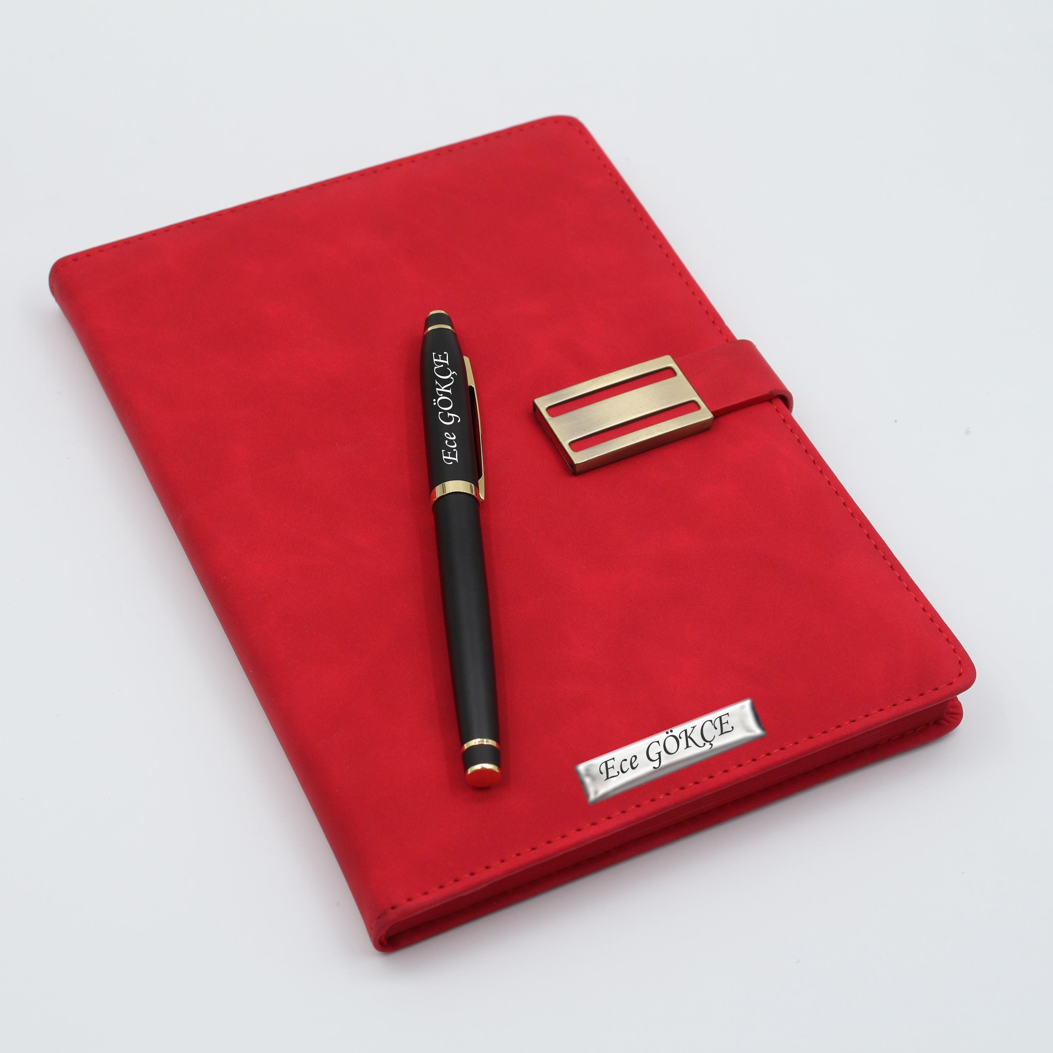 İsme Özel Metal Klipsli Premium Defter ve Roller Kalem Seti - Renk Seçenekli