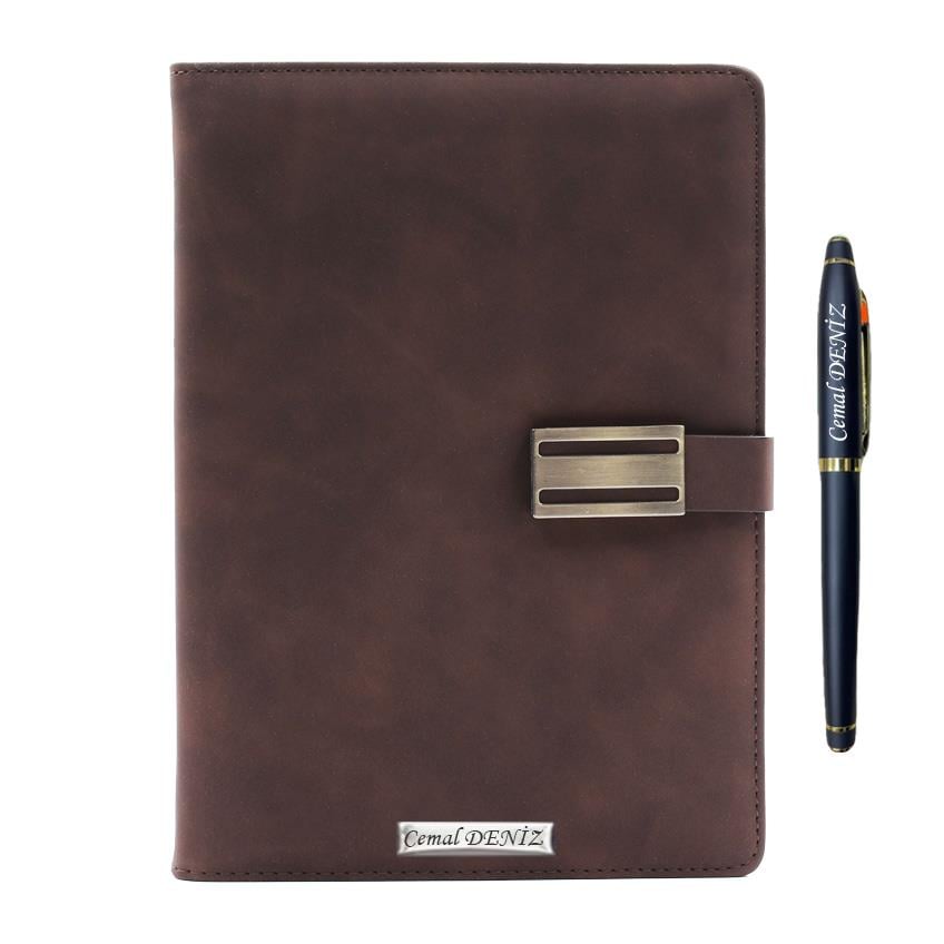 İsme Özel Metal Klipsli Premium Defter ve Roller Kalem Seti - Renk Seçenekli