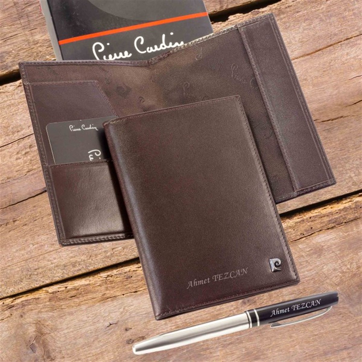 İsme Özel Pierre Cardin Pasaportluk Kahverengi P1261