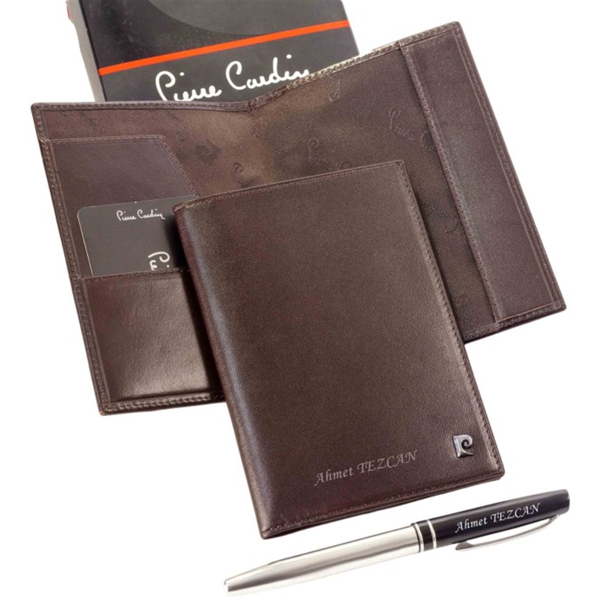 İsme Özel Pierre Cardin Pasaportluk Kahverengi P1261