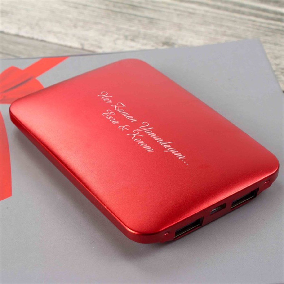 İsme Özel Powerbank Anahtarlık ve Kalem Seti Tasarım Kutulu