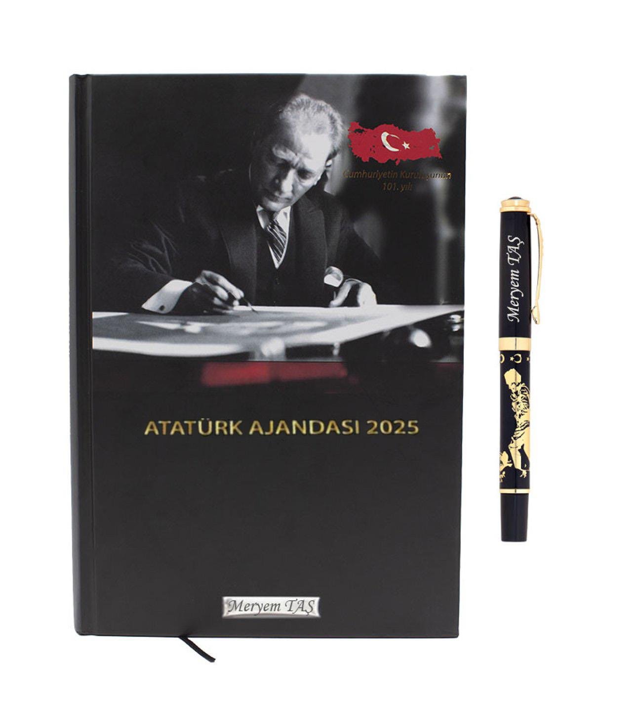 İsme Özel Premium 2025 Atatürk Ajandası ve Roller Kalem Seti