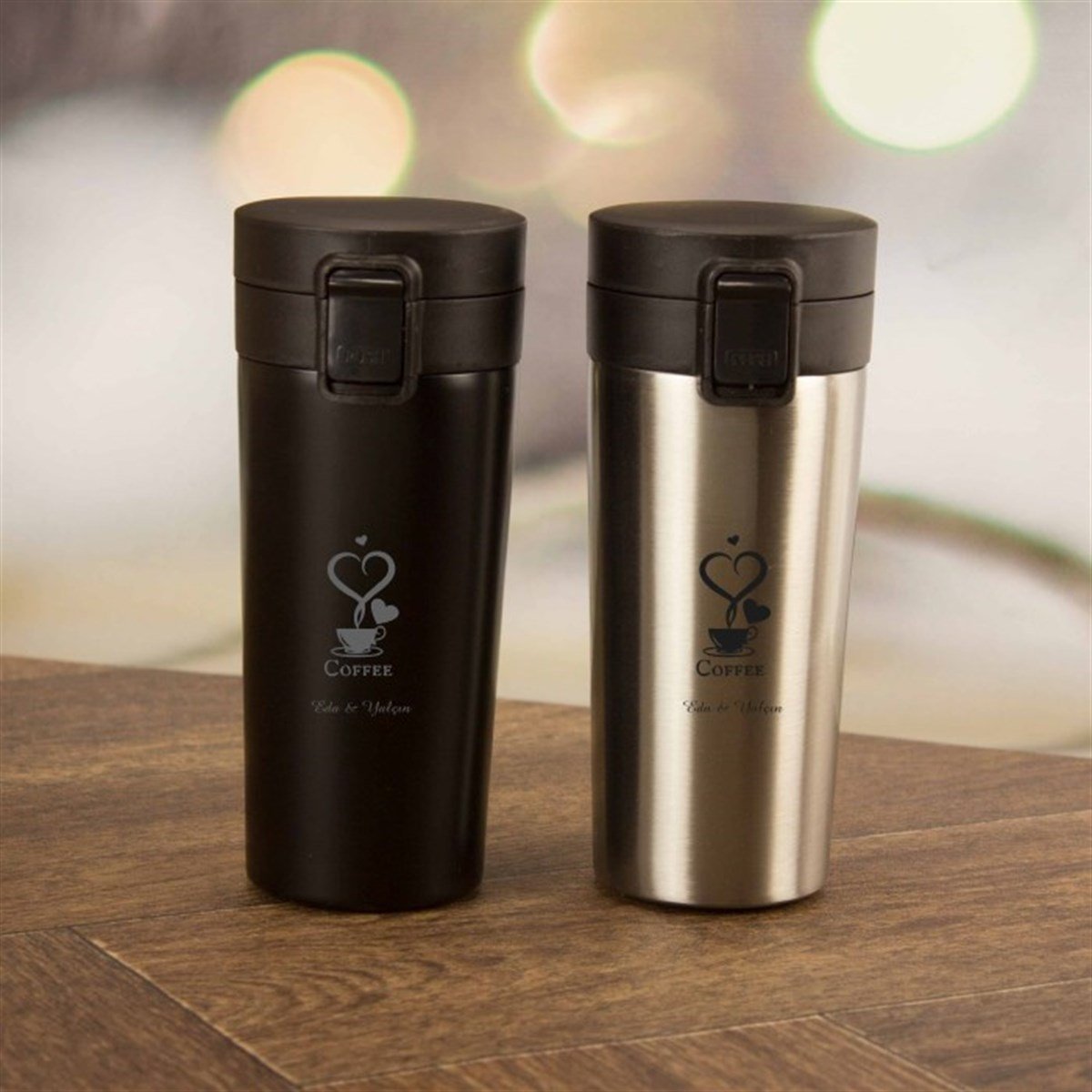 İsme Özel Premium Çelik Termos 380 ML - Coffee