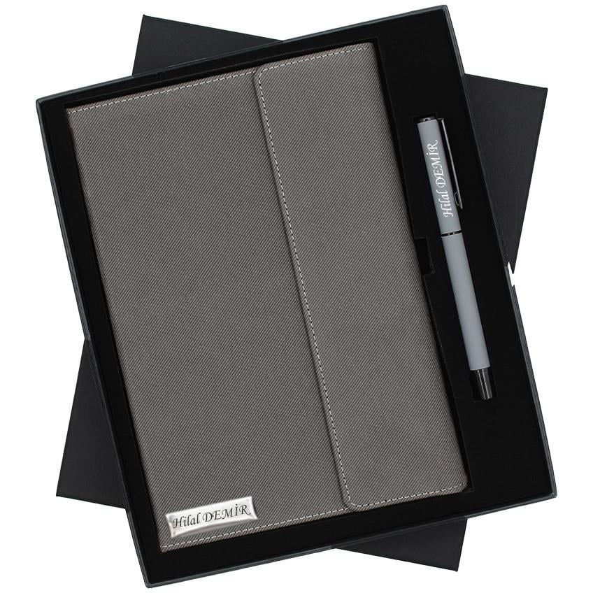İsme Özel Premium Defter ve Roller Kalem Seti Tasarım Kutulu