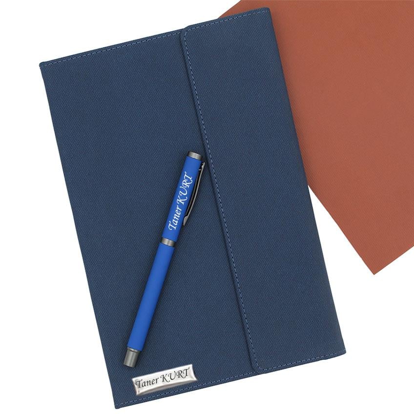 İsme Özel Premium Defter ve Roller Kalem Seti Tasarım Kutulu