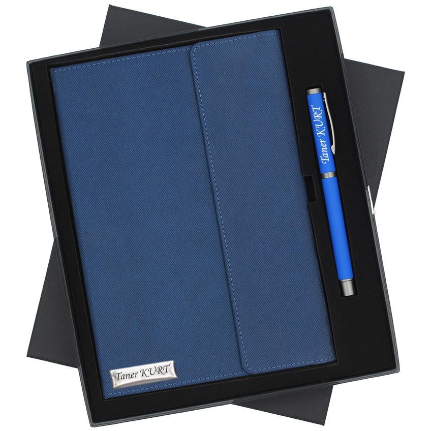 İsme Özel Premium Defter ve Roller Kalem Seti Tasarım Kutulu