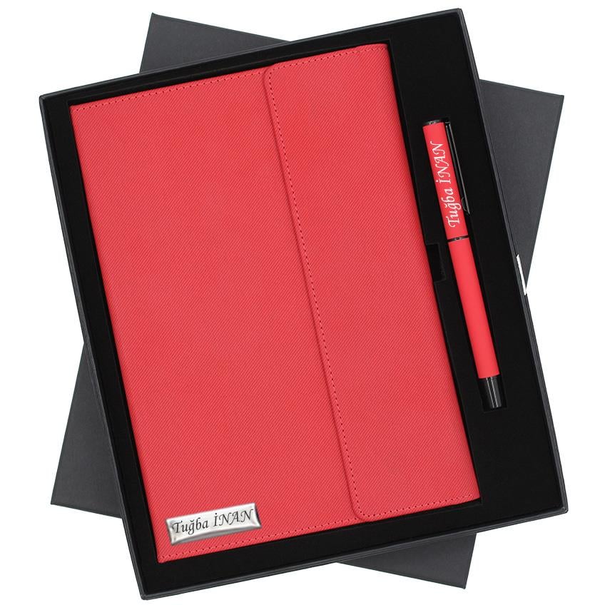 İsme Özel Premium Defter ve Roller Kalem Seti Tasarım Kutulu