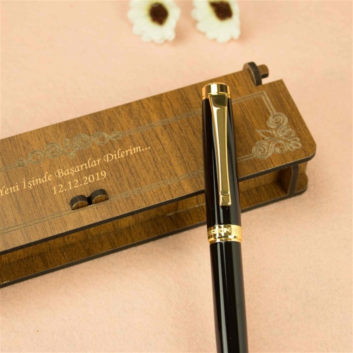İsme Özel Premium Metal Dolma Kalem Ahşap Kutulu Siyah