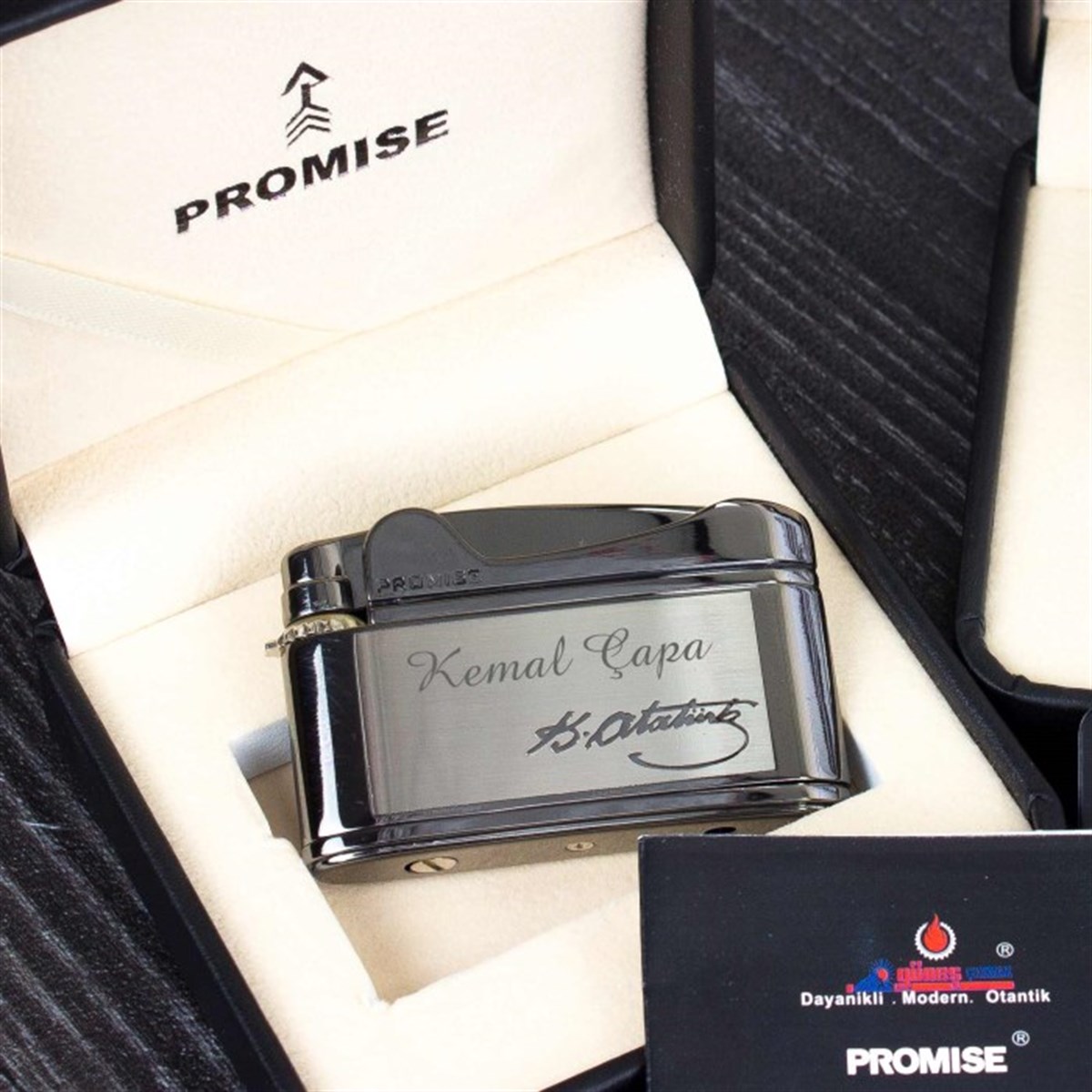İsme Özel Promise Marka K. Atatürk İmzalı Füme Çakmak