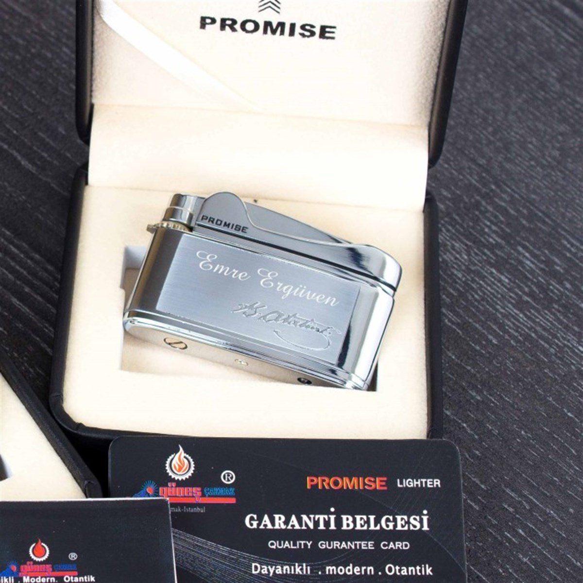 İsme Özel Promise Marka K. Atatürk İmzalı Gümüş Renk Çakmak